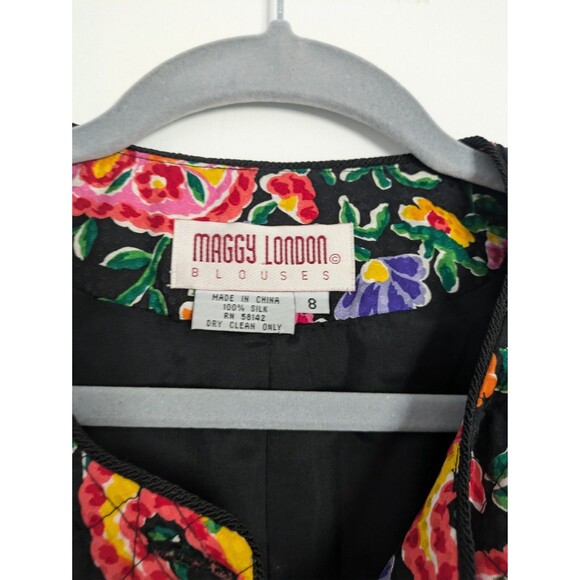 Maggy London Paisley Print Quilted SILK Jacket Size 8 Vintage - Picture 6 of 6